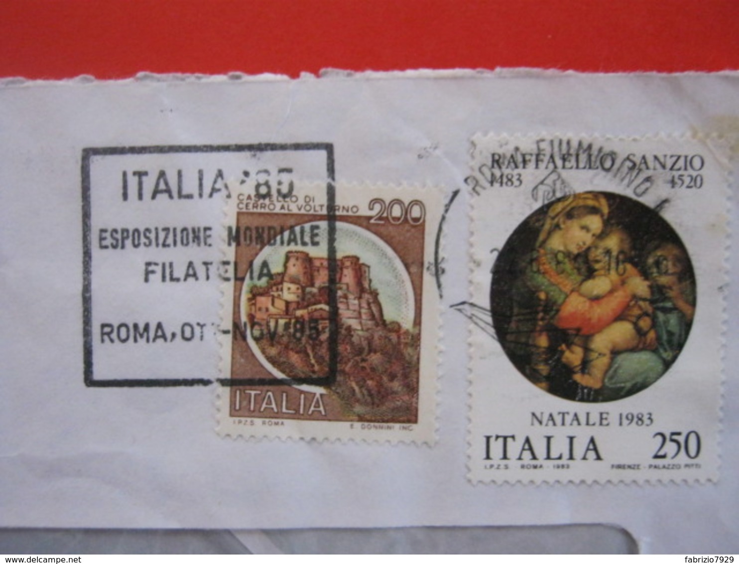 T1 ITALIA TARGHETTA - 1984 ROMA FIUMICINO ITALIA '85 ESPOSIZIONE MONDIALE FILATELIA PHIL - DATA SOLO MESI - Esposizioni Filateliche