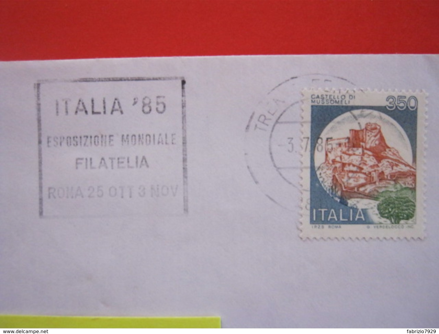 T1 ITALIA TARGHETTA - 1985 TRENTO ITALIA '85 ESPOSIZIONE MONDIALE FILATELIA PHIL - DATA CON GIORNI - Esposizioni Filateliche