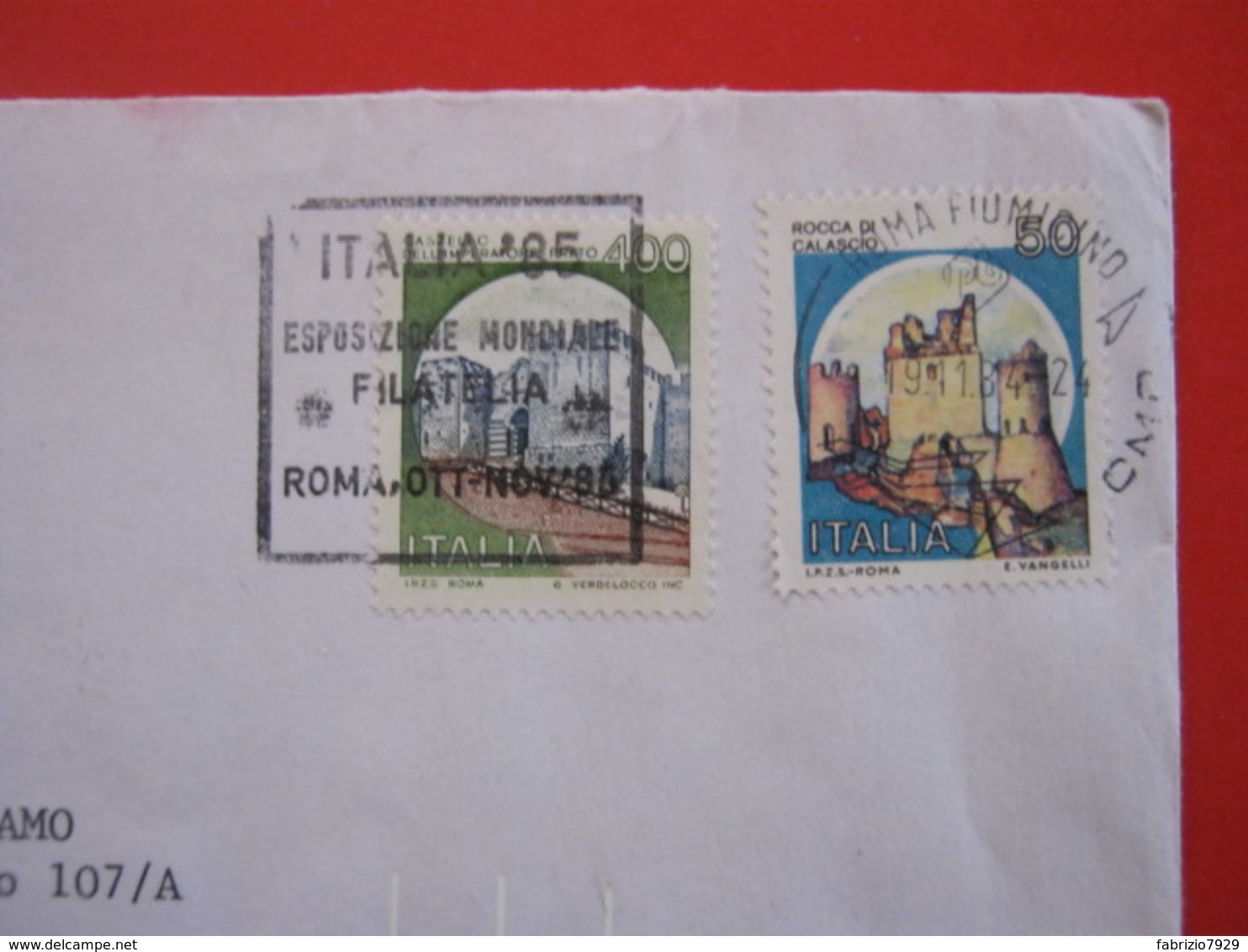 T1 ITALIA TARGHETTA - 1984 ROMA FIUMICINO ITALIA '85 ESPOSIZIONE MONDIALE FILATELIA PHIL - DATA SOLO MESI - Esposizioni Filateliche