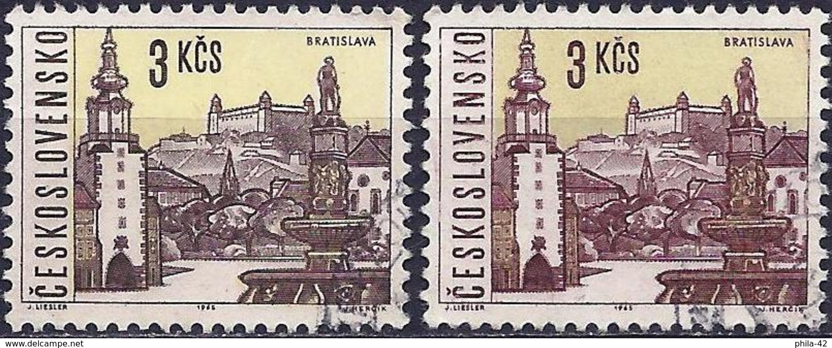 Czechoslovakia 1965 - Bratislava ( Mi 1581x - YT 1446 ) 2 Shades Of Color - Plaatfouten En Curiosa
