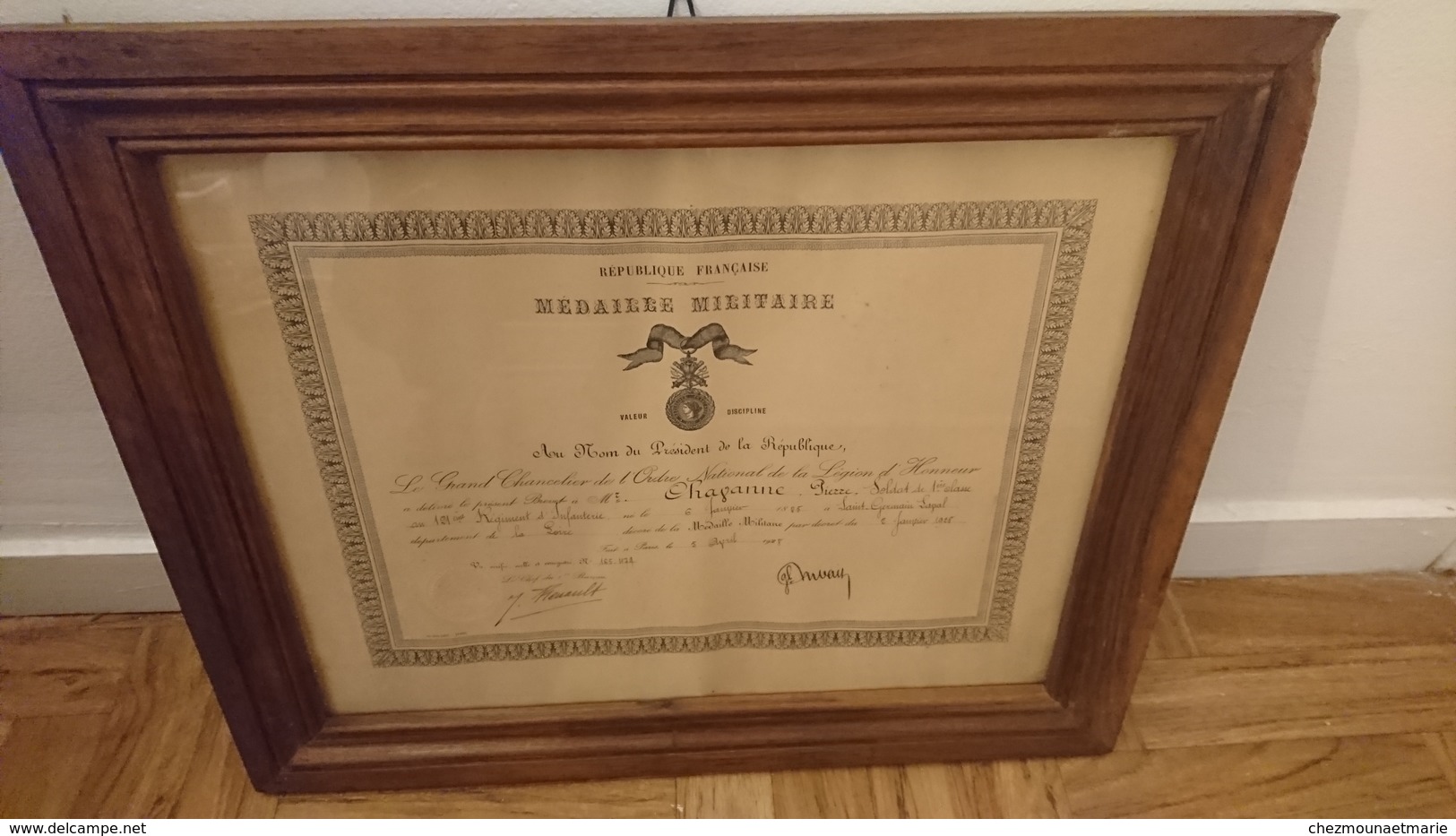 BREVET MEDAILLE MILITAIRE 1928 CHAVANNE PIERRE NE ST GERMAIN LAVAL 1885 LOIRE - 121 EME RI - Documents