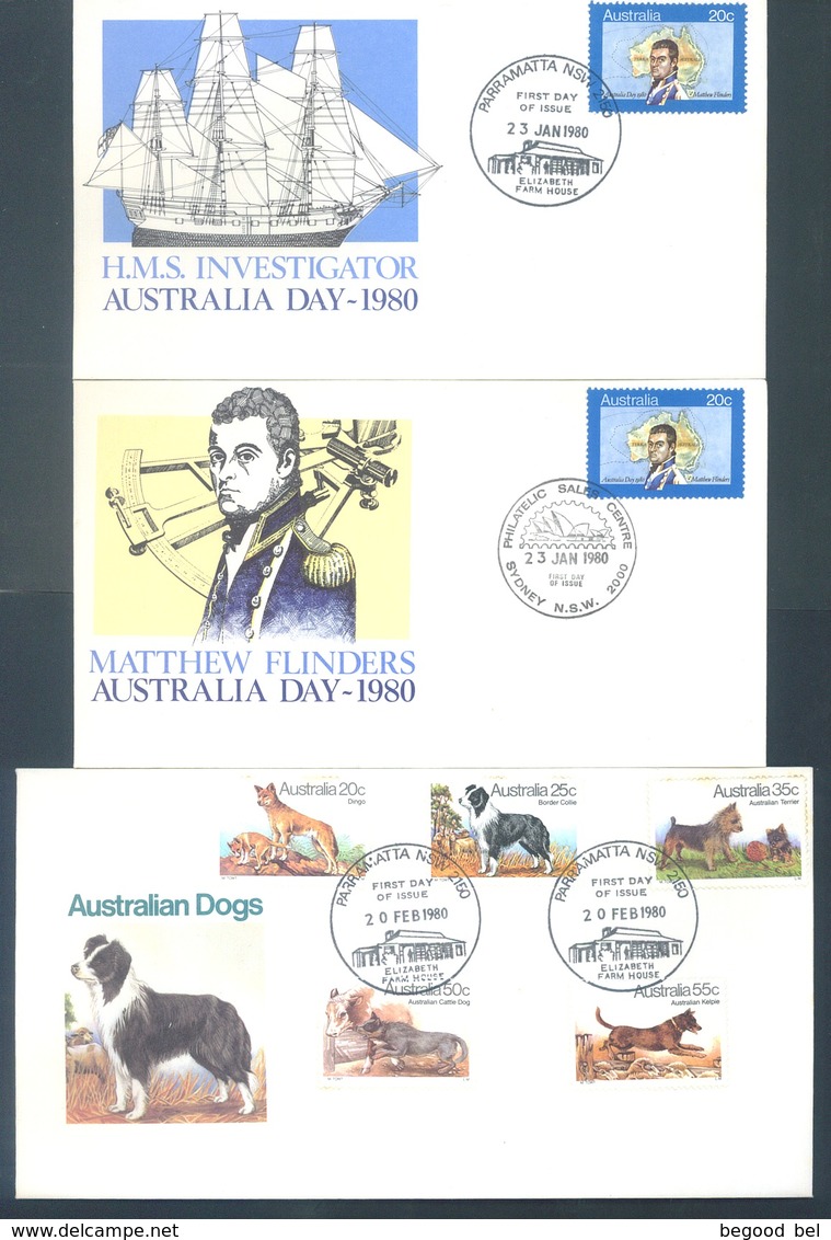 AUSTRALIA  - 15 FDC'S - 1980 - COMPLETE SET YEAR 1980  - Yv 688-725 MINISHEET 7 COVER 136-149 - Lot 18684 - Premiers Jours (FDC)