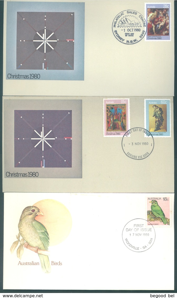 AUSTRALIA  - 15 FDC'S - 1980 - COMPLETE SET YEAR 1980  - Yv 688-725 MINISHEET 7 COVER 136-149 - Lot 18684 - Premiers Jours (FDC)