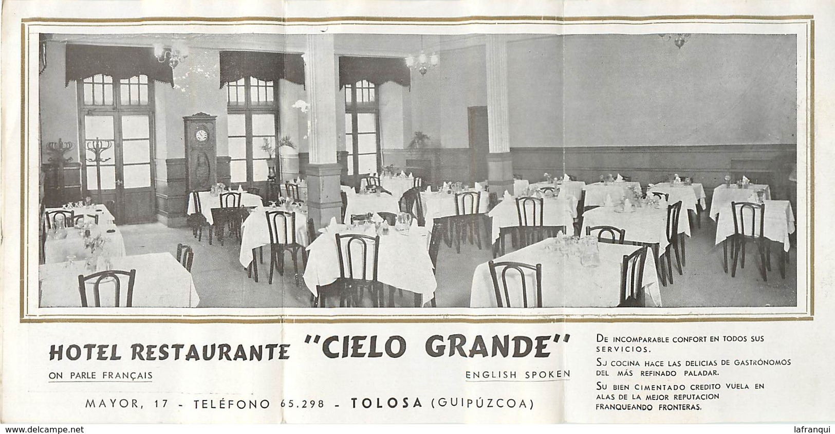 Gd Format: Env 15cms X 10cms X3volets -ref 424- Espagne -espana -spain -hotel Restaurant Cielo Grande -tolosa -guipuzcoa - Autres & Non Classés