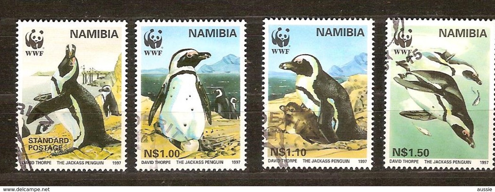 Vogels Namibia Namibie 1997 Yvertnr 790-93 (°) Used Oiseaux Birds WWF - Pingouins & Manchots