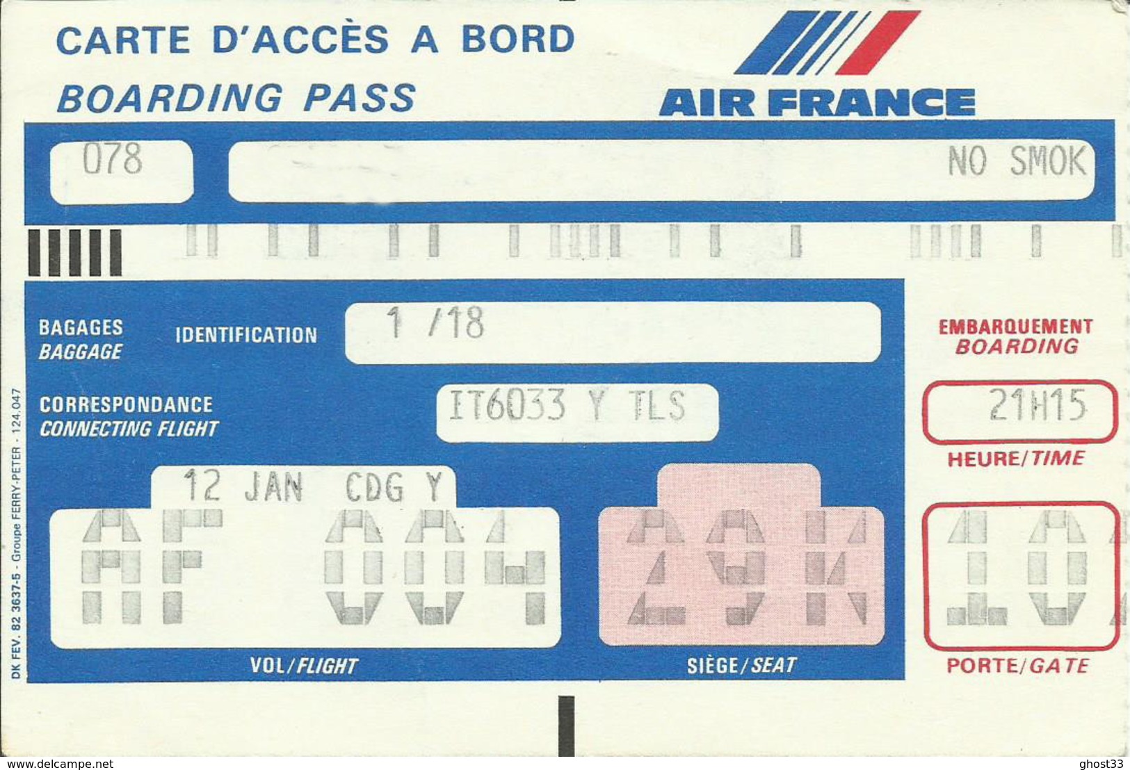 AIR FRANCE - Carte D'Embarquement/Boarding Pass - 1991 - LOS ANGELES / PARIS CDG - Bordkarten