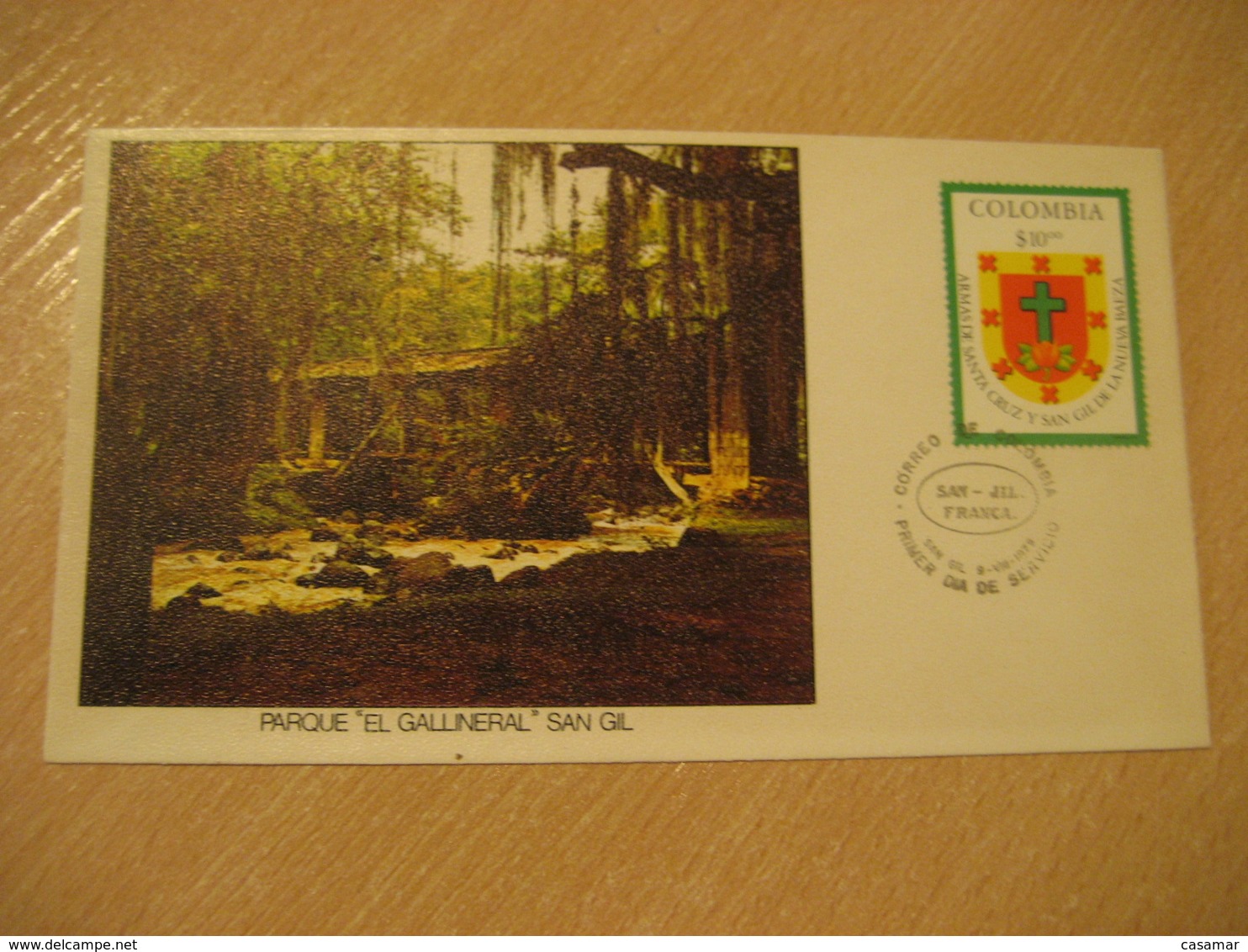 SAN GIL 1979 Santa Cruz Y San Gil De La Nueva Baeza Parque El Gallineral Poultry FDC Cancel Cover COLOMBIA - Colombie