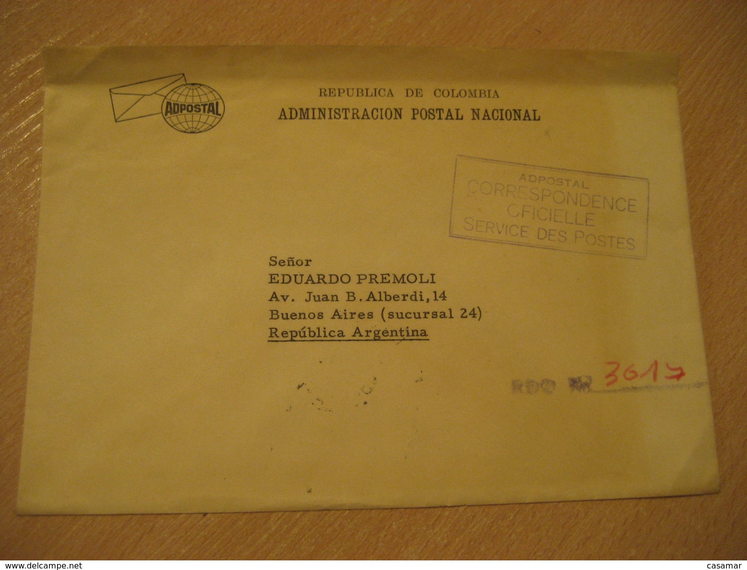 Administracion Postal Nacional Correspondence Oficielle Service Des Postes Air Mail Postage Paid Cancel Cover COLOMBIA - Colombie