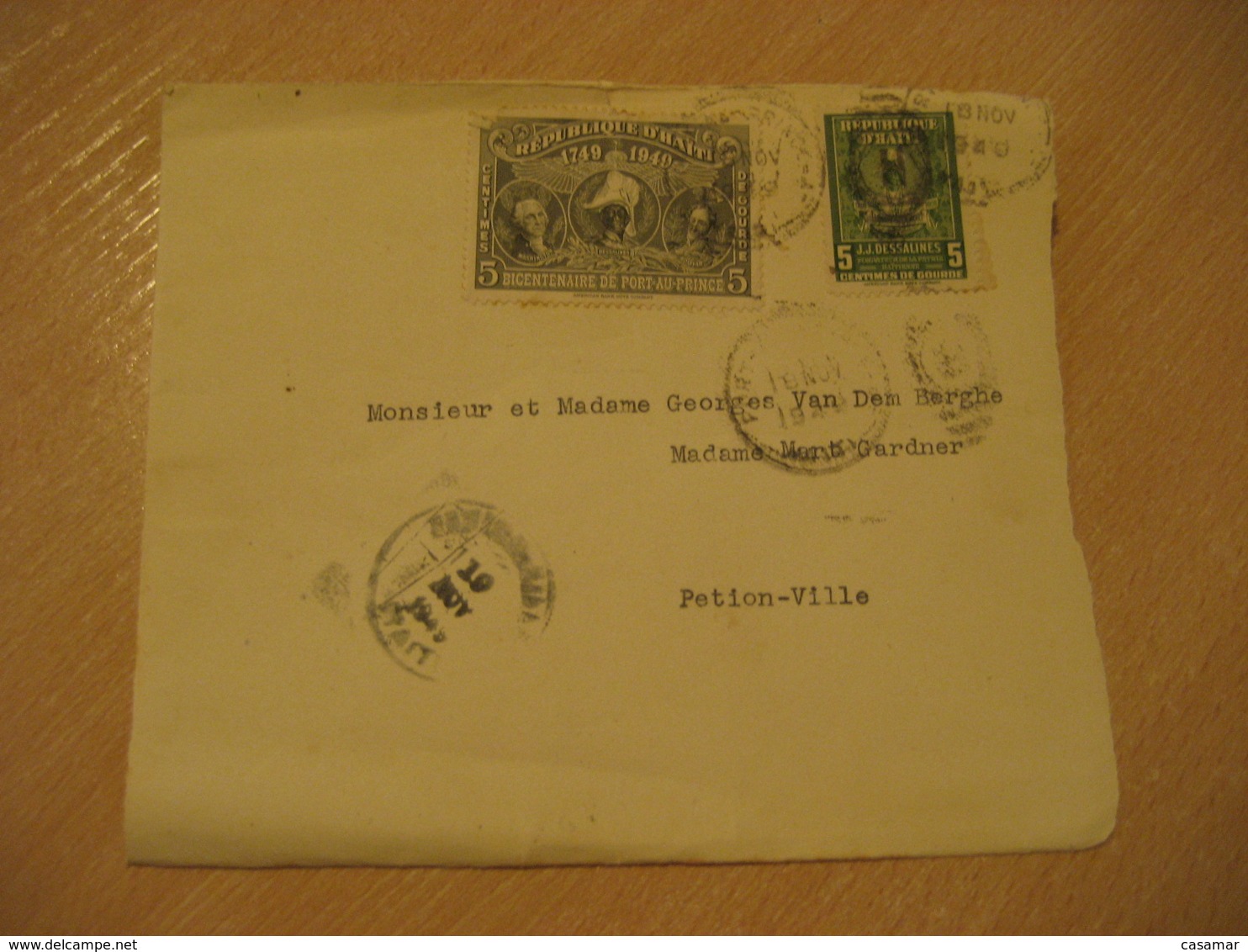 PORT-AU-PRINCE 1949 To Petion-Ville Bicentenaire Desssalines Stamp Frontal Front Cov. HAITI Greater Antilles West Indies - Haïti