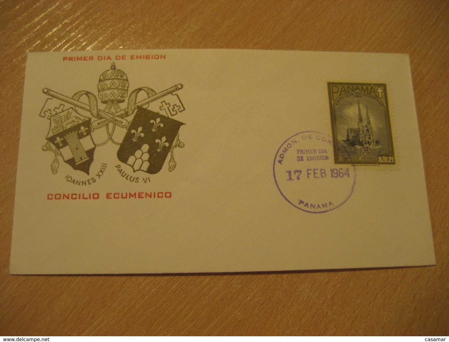 Panama 1964 Paul VI Pablo VI Pope Papa Concilio Ecumenico Saint Patrick's Cathedral NY USA FDC Cancel Cover PANAMA - Panama