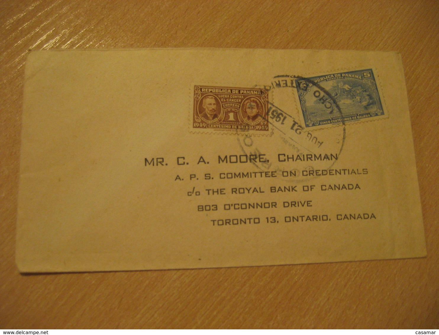 Panama 1951 To Toronto Canada Fight Against Cancer Stamp Cancel Cover PANAMA - Panama