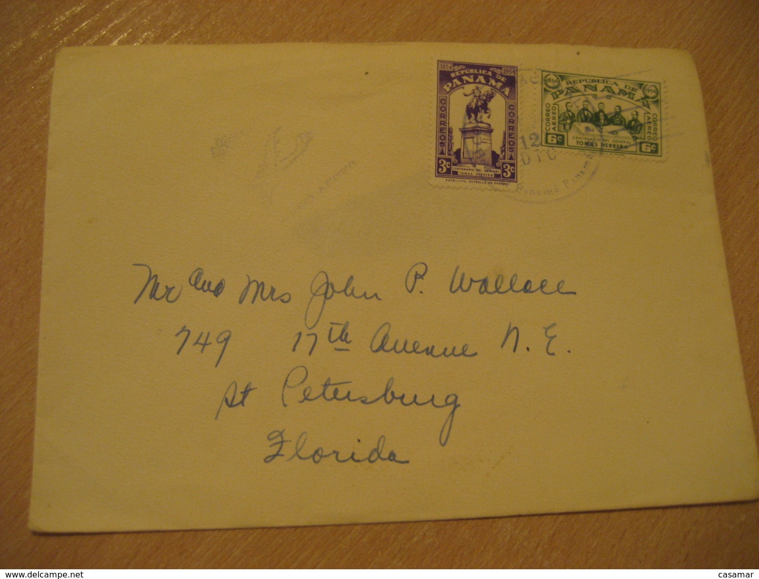 Panama 1954 To St. Petersburg USA Stamp Cancel Air Mail Cover PANAMA - Panama