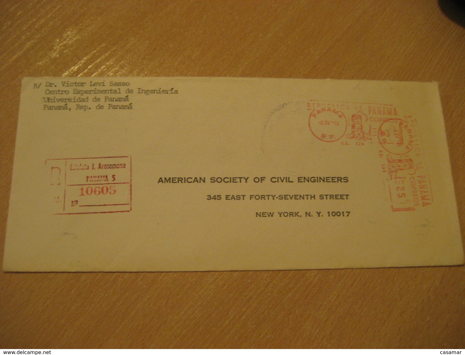 Panama 1970 To New York USA Registered Cancel Meter Air Mail Cover PANAMA - Panama