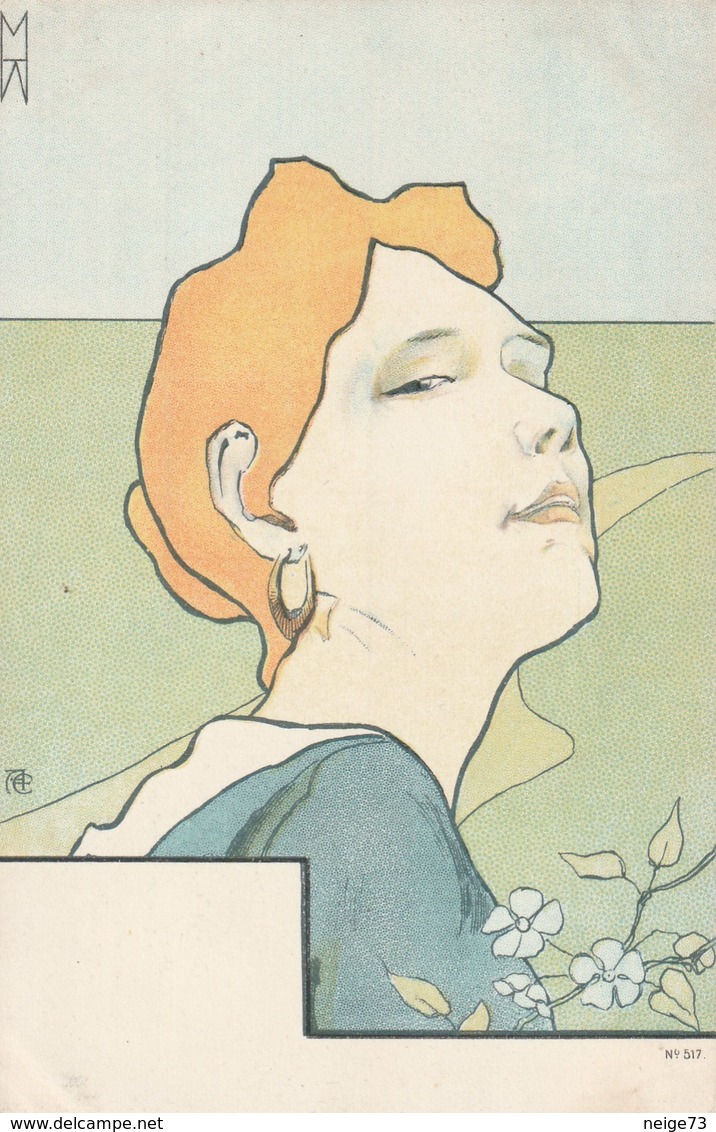 Carte Postale Ancienne Illustrée Art Nouveau - Portrait De Femme - Vers 1900 - Autres & Non Classés