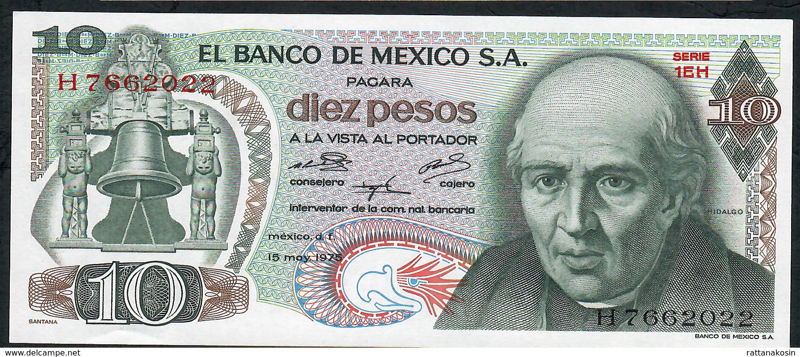 MEXICO P63h 10 PESOS 1975.   UNC. - Mexique