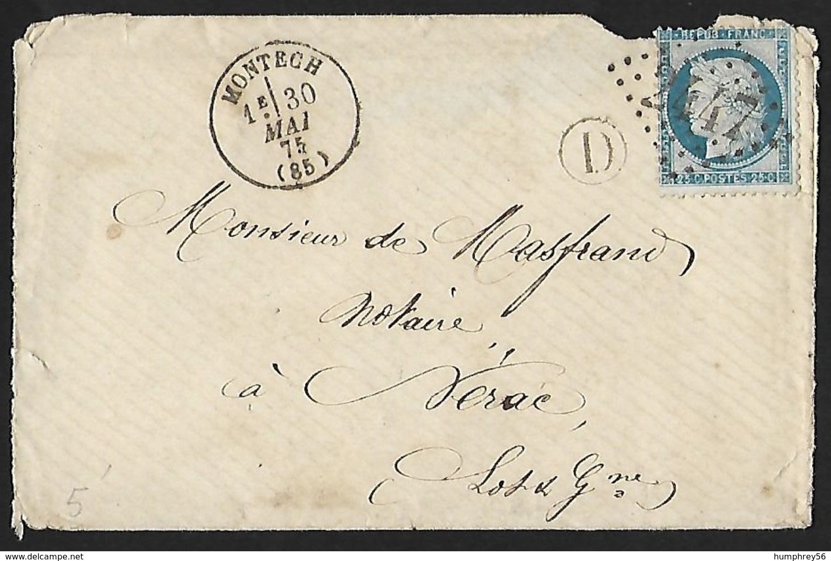 1874 - FRANCE - Cover - Y&T 60C [Ceres] + MONTECH - BORDEAUX - ARRAS - 1871-1875 Cérès