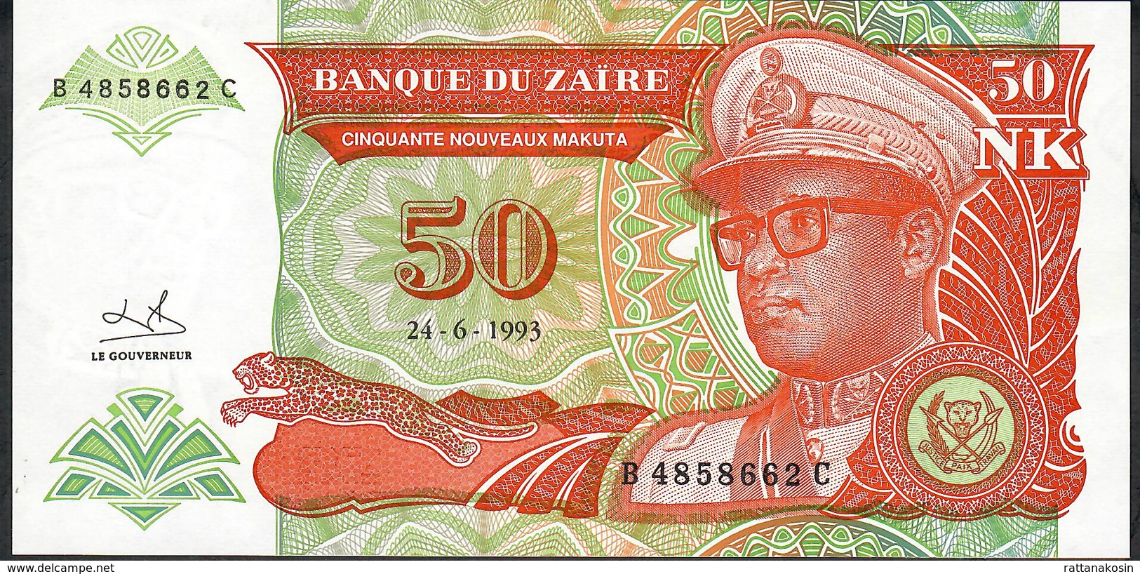 ZAIRE P51 50 NOUVEAUX MAKUTA 1993   UNC. - Zaire