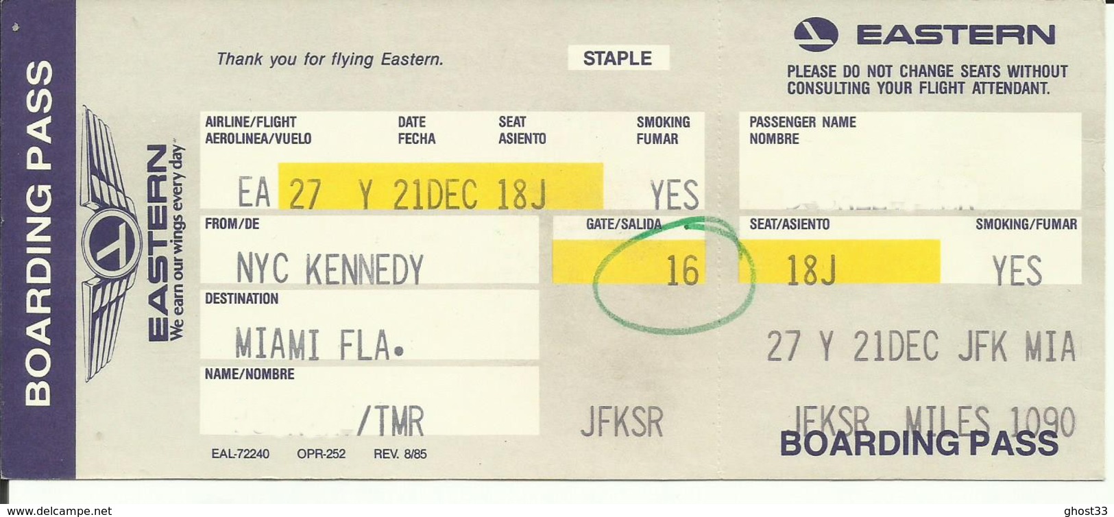 EASTERN AIRLINES - Carte D'Embarquement/Boarding Pass - NEW YORK / MIAMI - Tarjetas De Embarque