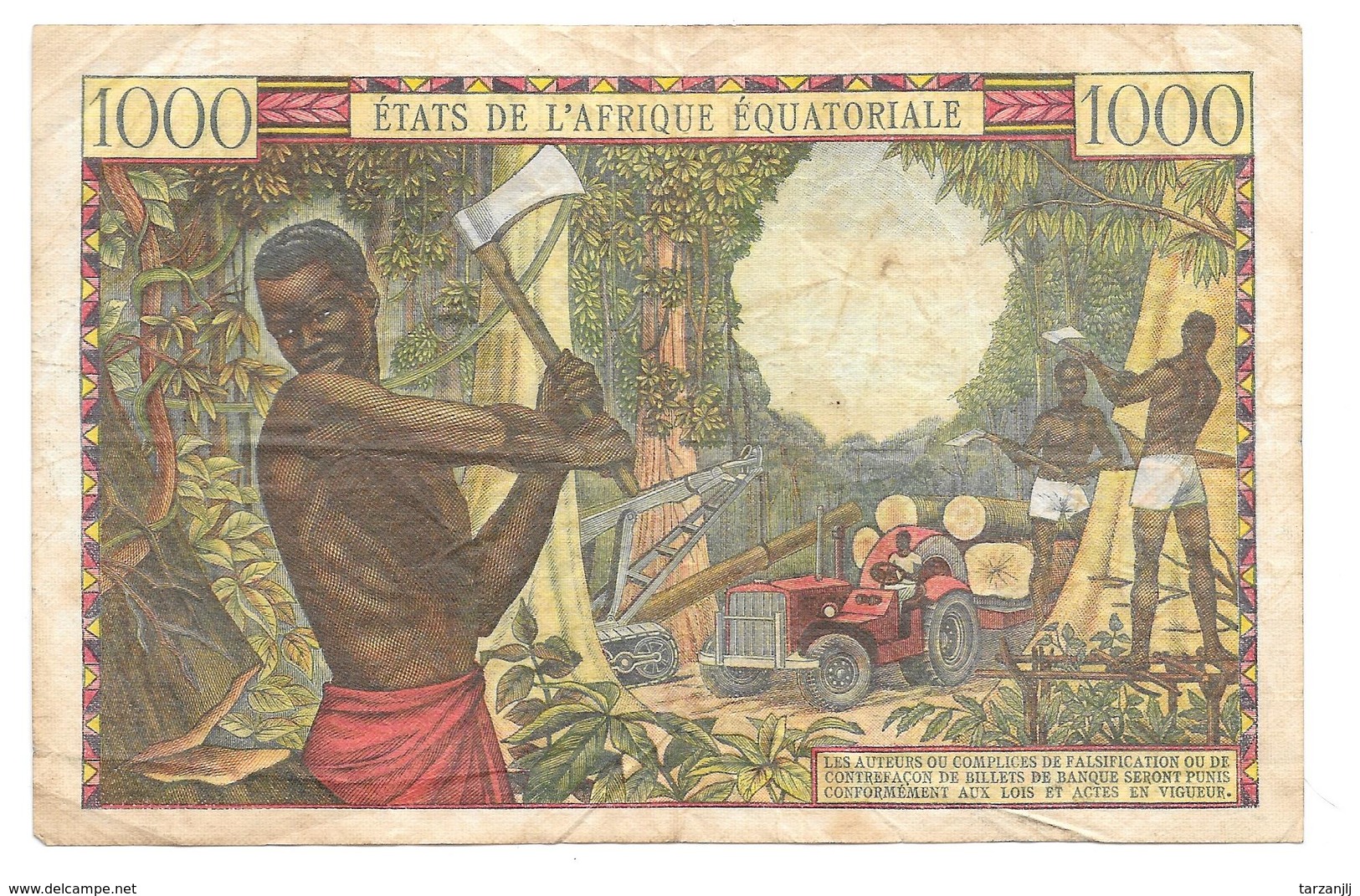 Billet De 1000 Francs Etats De L'Afrique Equatoriale Lettre D - Autres - Afrique