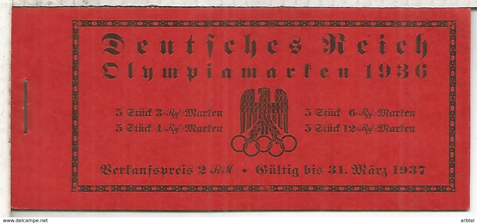 ALEMANIA REICH 1936 CARNET COMPLETO JUEGOS OLIMPICOS DE BERLIN OLYMPIC GAMES - Sommer 1936: Berlin