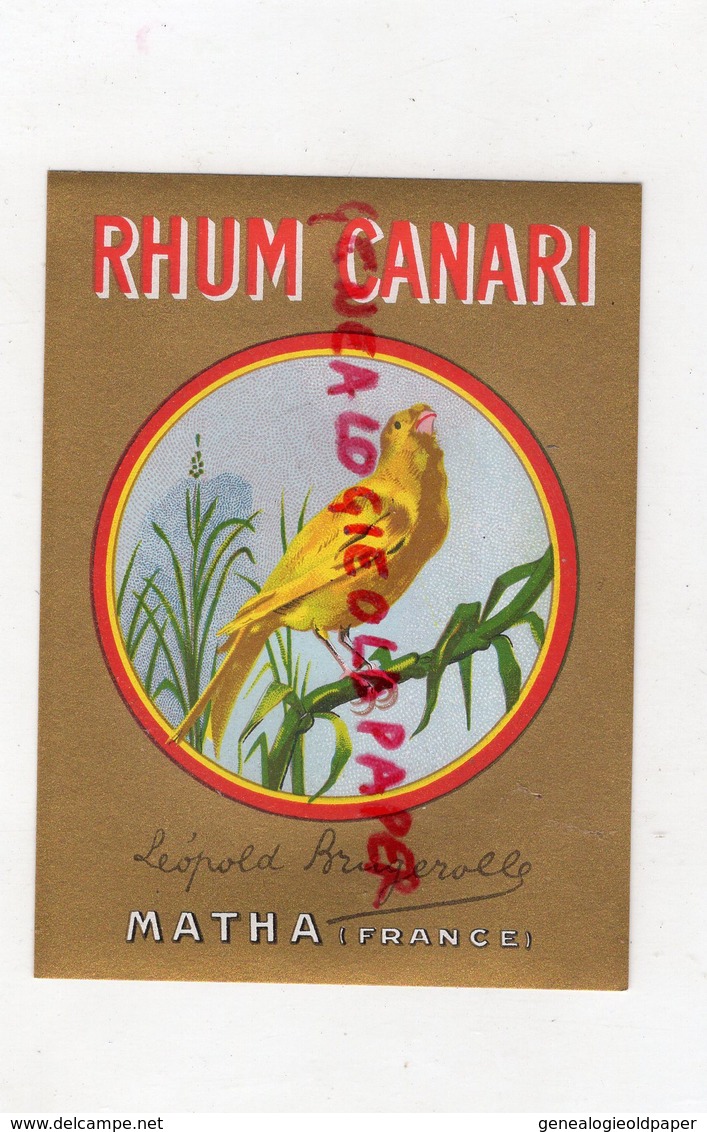 17- MATHA- ETIQUETTE RHUM CANARI - LEOPOLD BRUGEROLLE - Rum