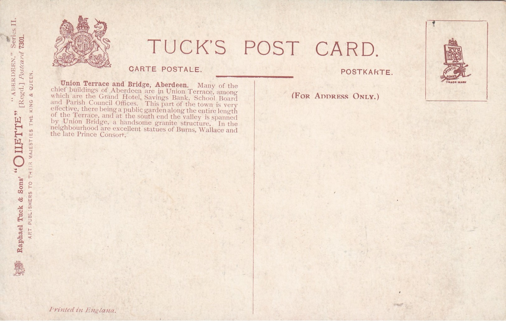 ABERDEEN, Scotland , 00-10s ; Union Terrace ; TUCK 7301 - Aberdeenshire