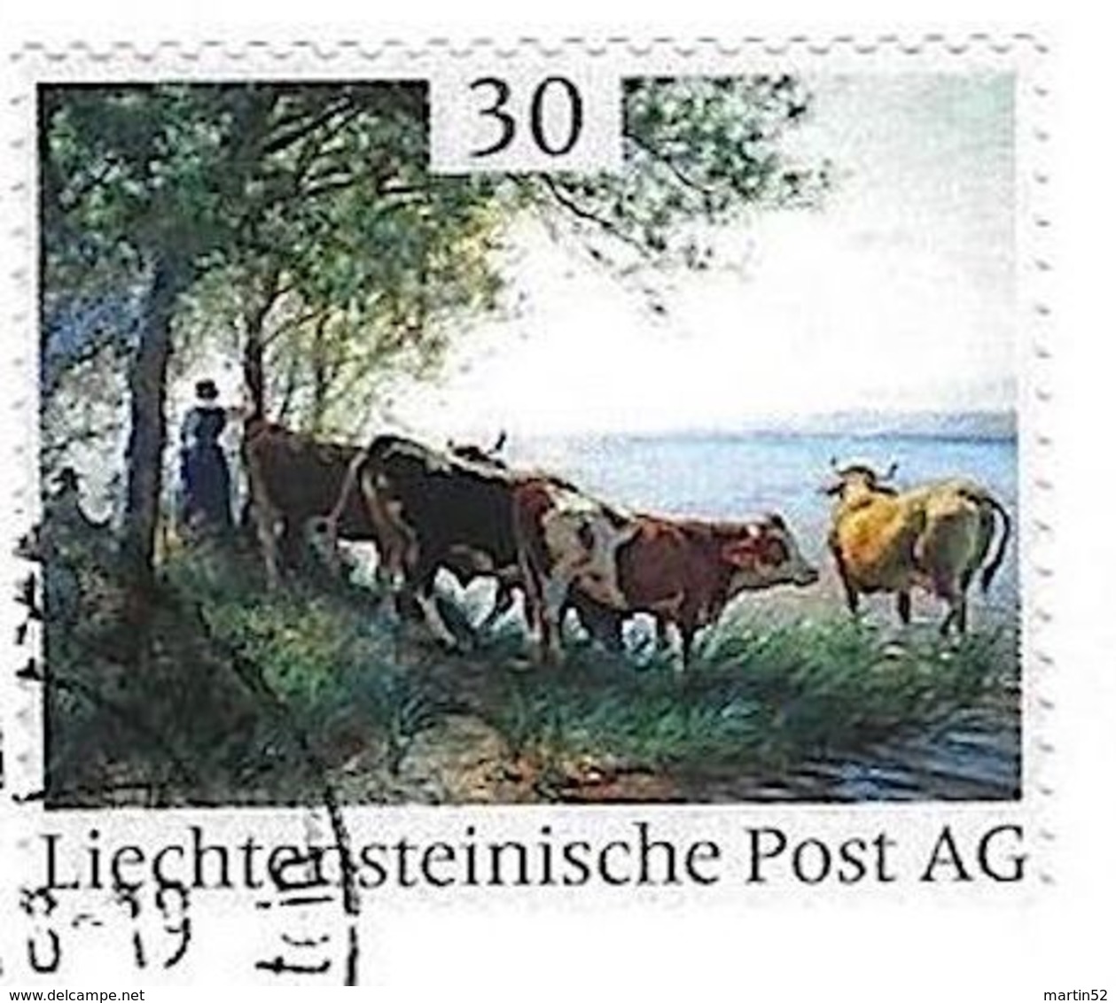Liechtenstein O 2018: Kühe (Gemälde) Vaches (peinture)  - Cows (painting)  O SCHAAN 13.6.18 (Die Marke.Li) SELTEN / RARE - Vaches