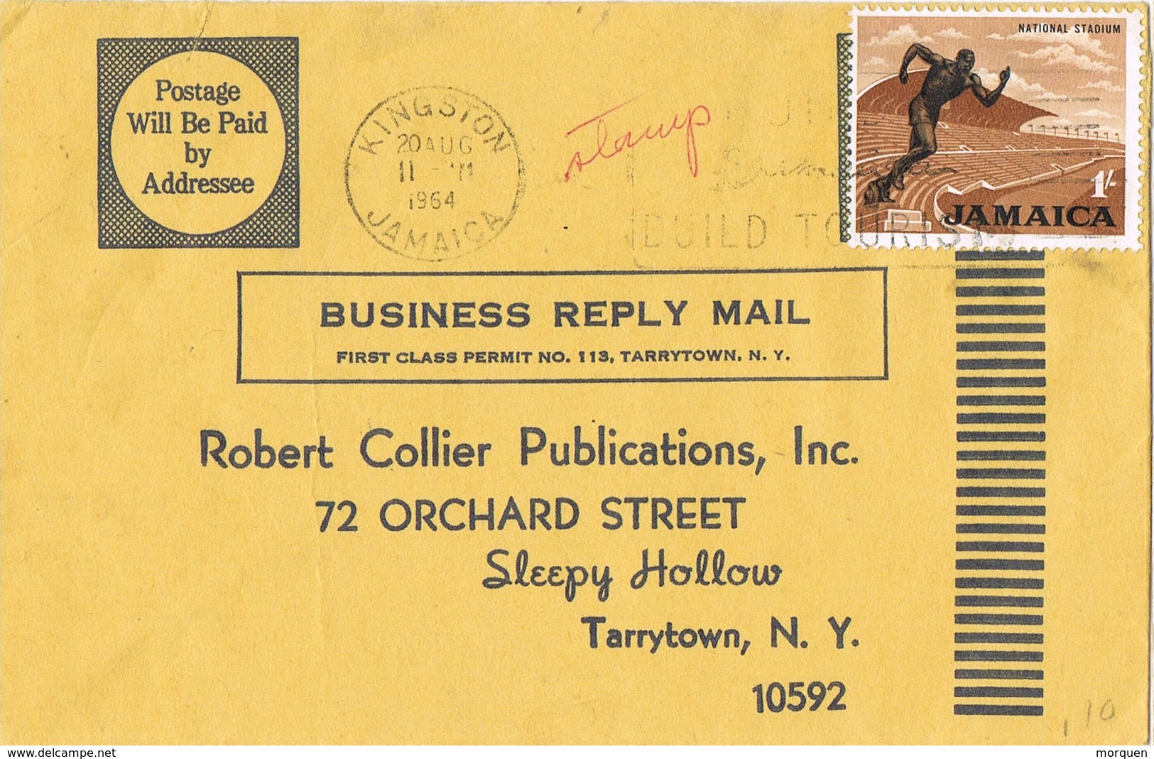 30796. Carta Reply Mail ST. MARY (Jamaica) 1964. Fechador KINGSTON - Jamaica (1962-...)