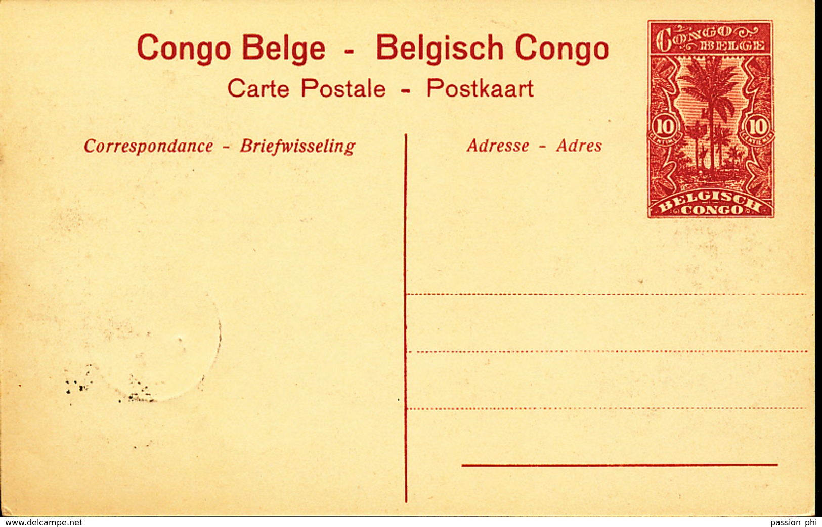 BELGIAN CONGO PPS 1912 ISSUE STIBBE 43 VIEW 27 CTO - Entiers Postaux