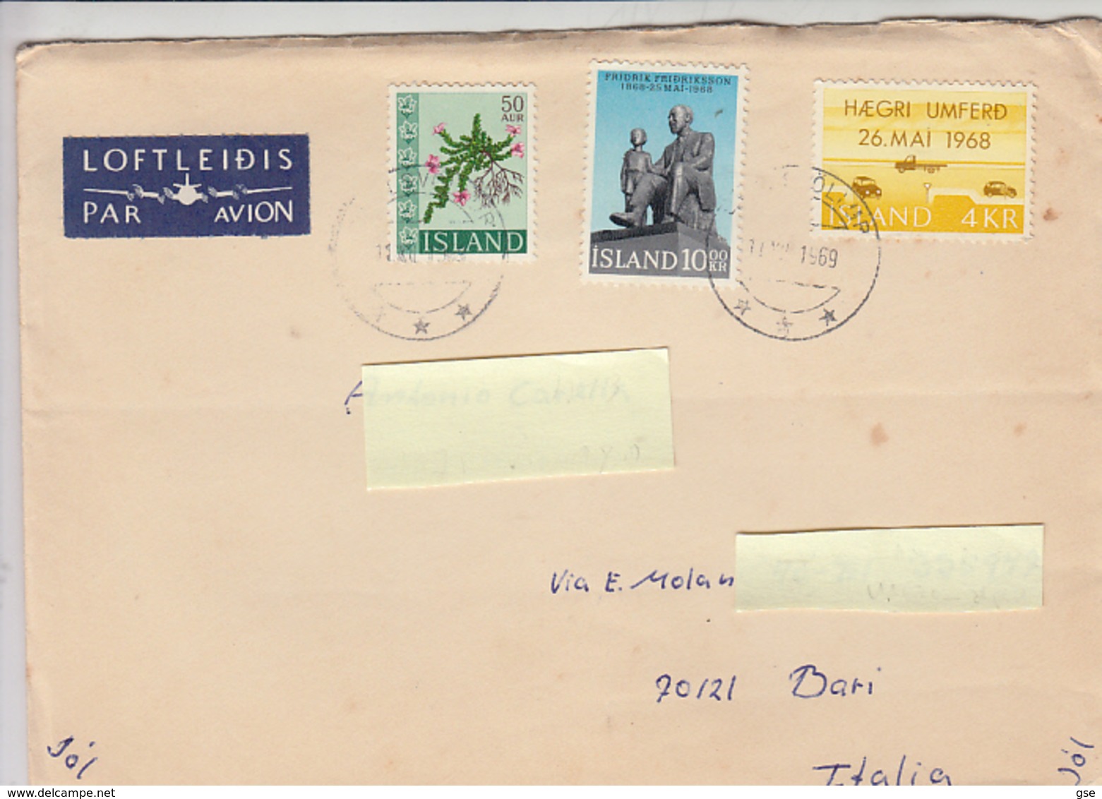 ISLANDA 1969 - Unificato 370-374-376 Su Lettera Per L'Italia - - Cartas & Documentos