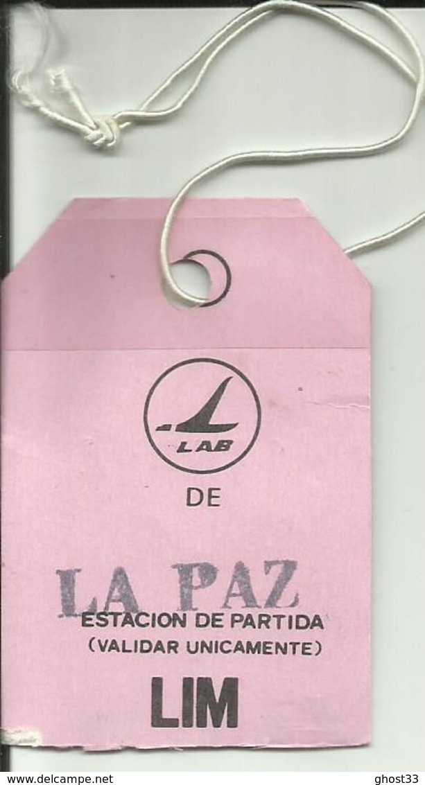 LLOYD AEREO BOLIVIANO - Etiquette à Bagages- 1988 - LA PAZ / LIMA - Baggage Labels & Tags