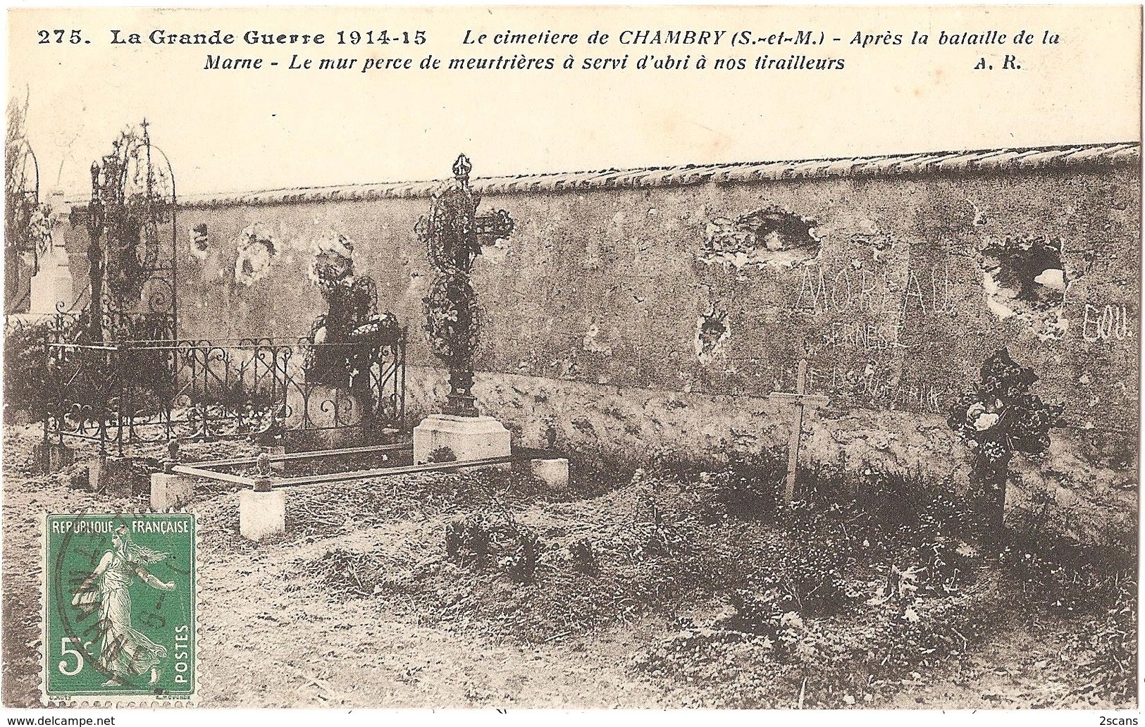 Dépt 77 - CHAMBRY - Le Cimetière Après La Bataille De La Marne - Tombe D'Ernest MOREAU - (Éditeur : A.R. N° 275) - Autres & Non Classés