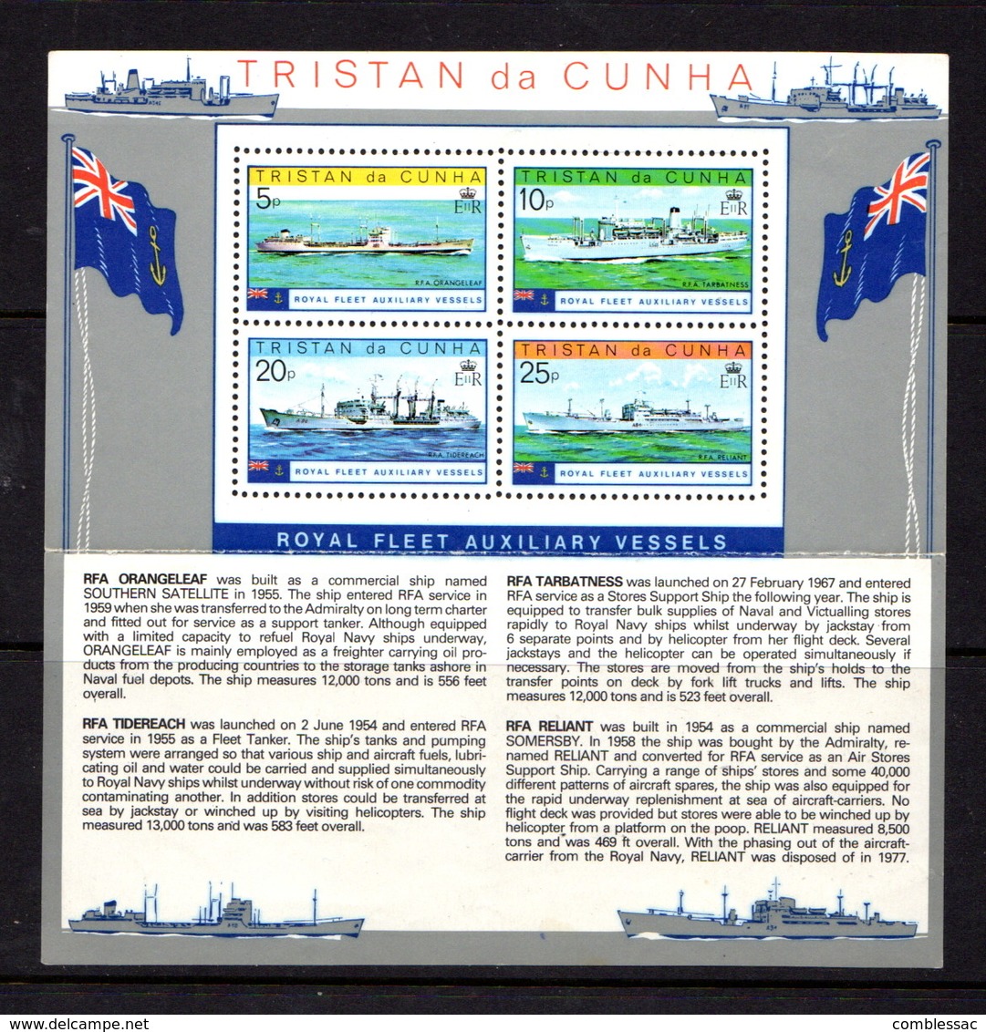 TRISTAN  DA  CUNHA    1978    Royal  Fleet  Auxiliary  Vessels   Sheetlet    MNH - Tristan Da Cunha