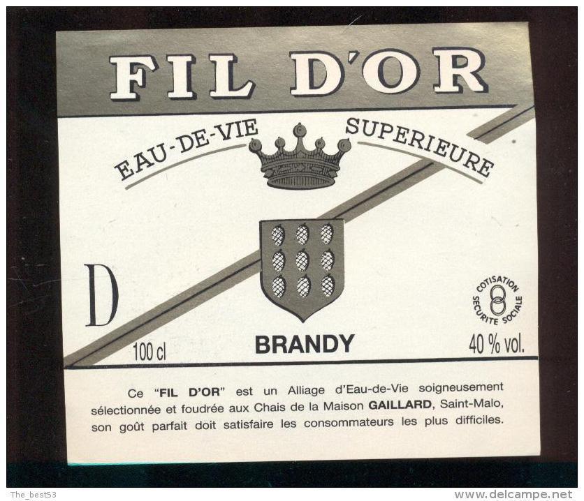 Etiquette De Brandy  -  Fil D'Or  -  Gaillard  à  Saint Malo - Autres & Non Classés