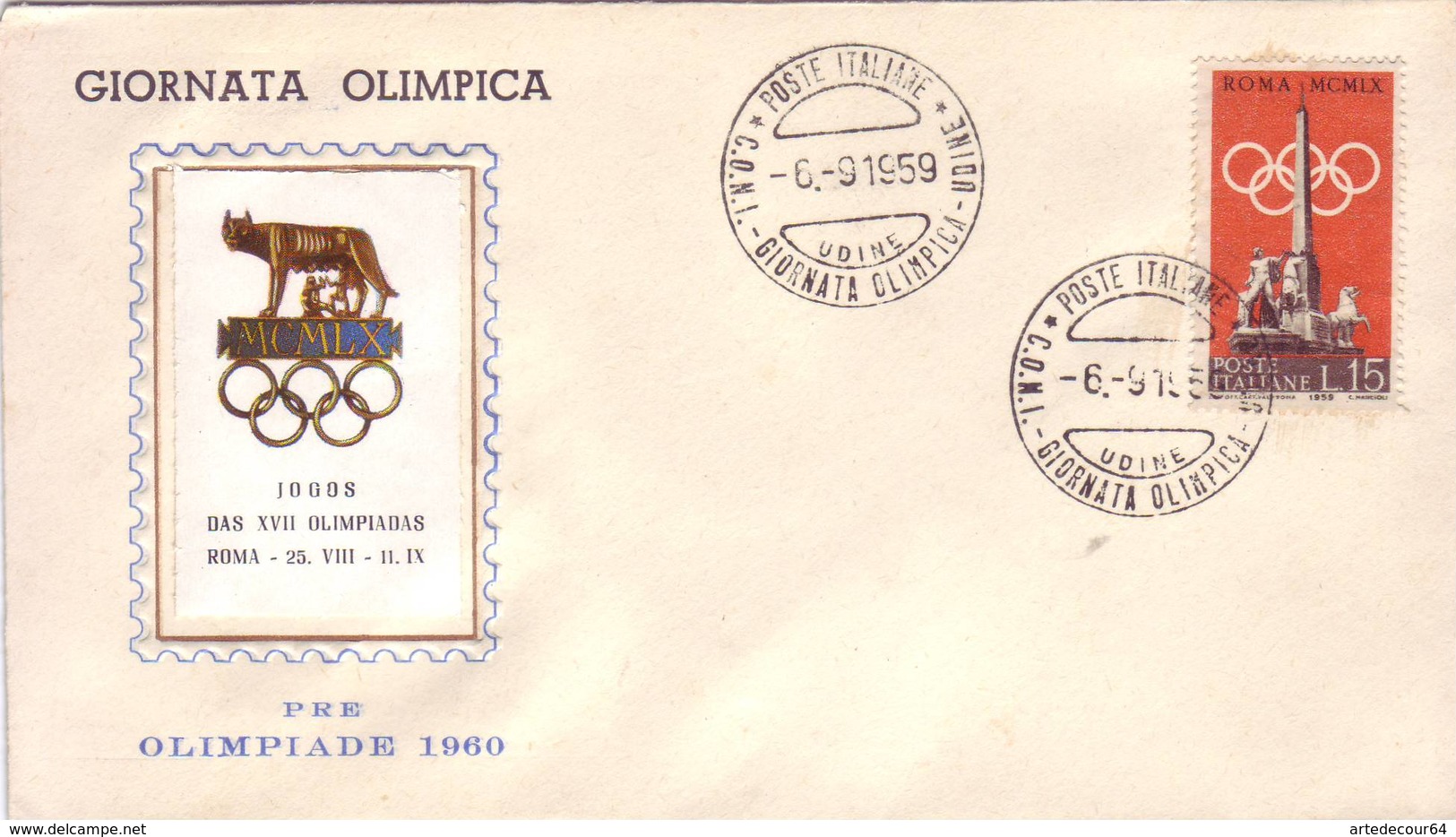 Busta Primo Giorno - Giornata Olimpica Pre Olimpiade  - 1960 - 1946-60: Usados