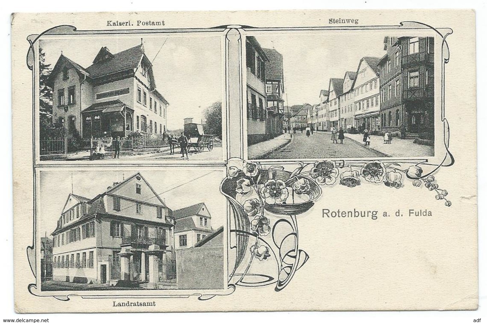 JOLIE CPA ROTENBURG AN DER FULDA, KAISERl. POSTAMT, STEINWEG, LANDRATSAMT, HESSE, ALLEMAGNE - Rotenburg