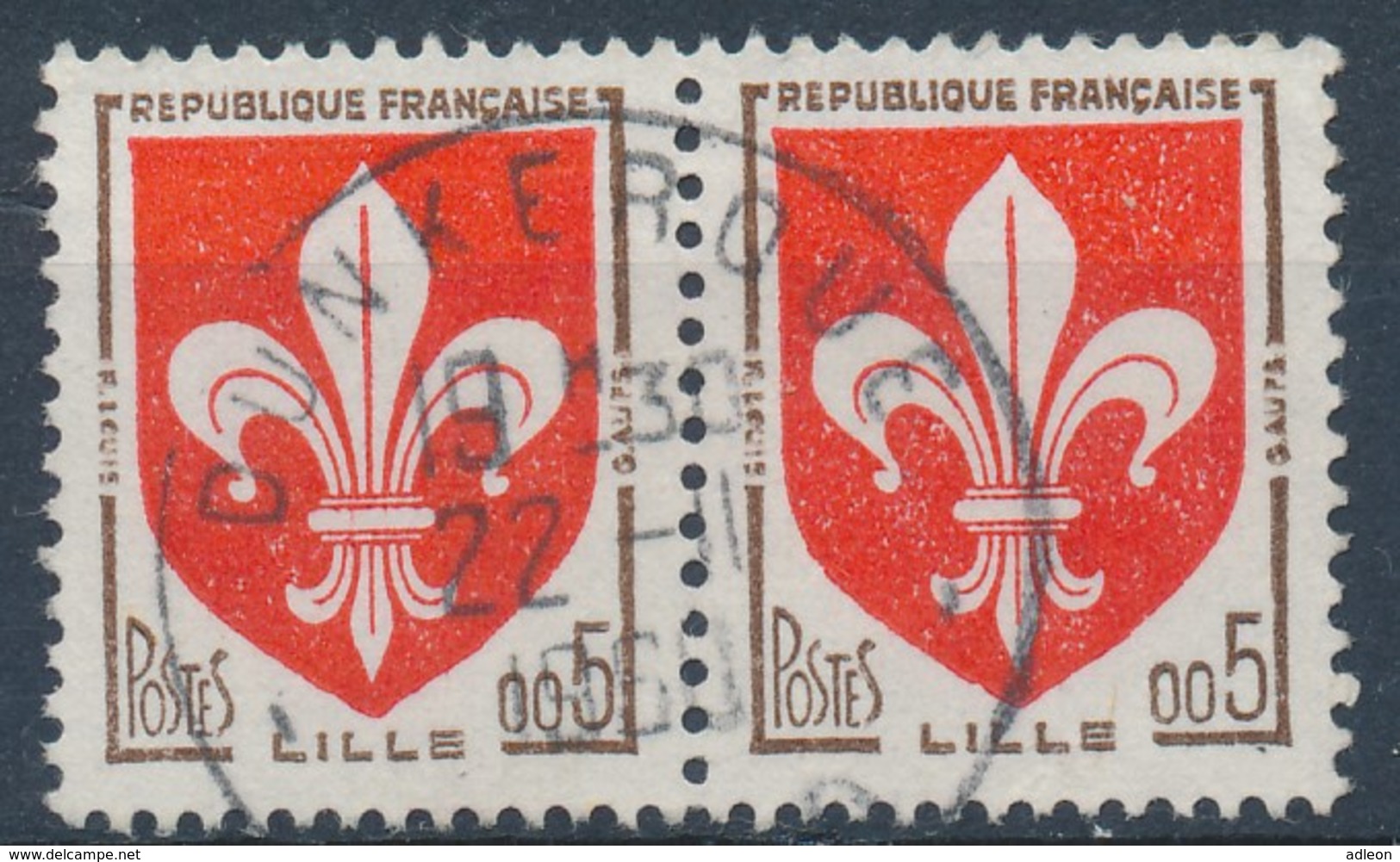 France - YT 1230 Paire Horizontale Obl - Oblitérés