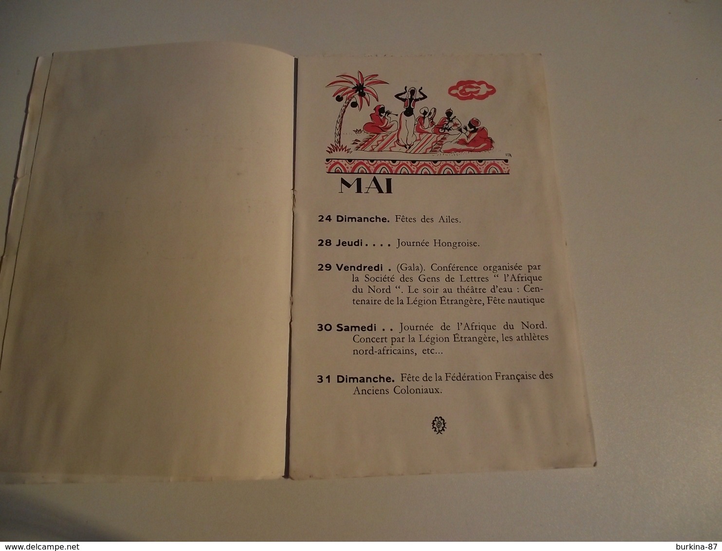 EXPOSITION COLONIALE , 1931, Calendrier Des Fetes, Programme - Programmes