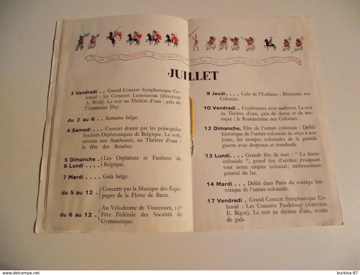 EXPOSITION COLONIALE , 1931, Calendrier Des Fetes, Programme - Programmes