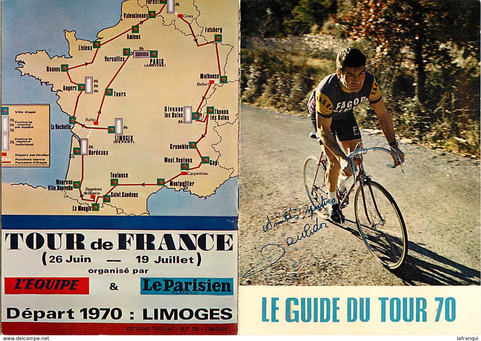 Gd Format :environ 15cms X10cms X 2volets-ref Y314- Sports -cyclisme - Raymond Poulidor -palmares Tour De France - - Cyclisme