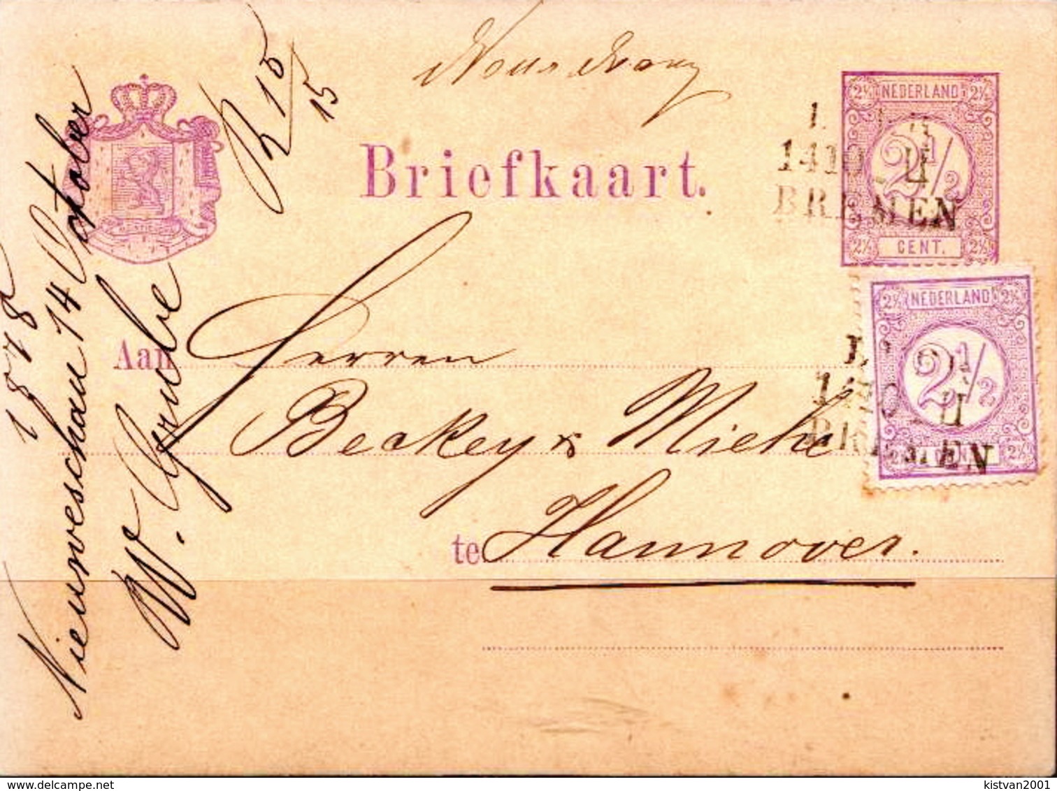 Postal History: Netherlands Postal Stationary From 1878 - Postal Stationery