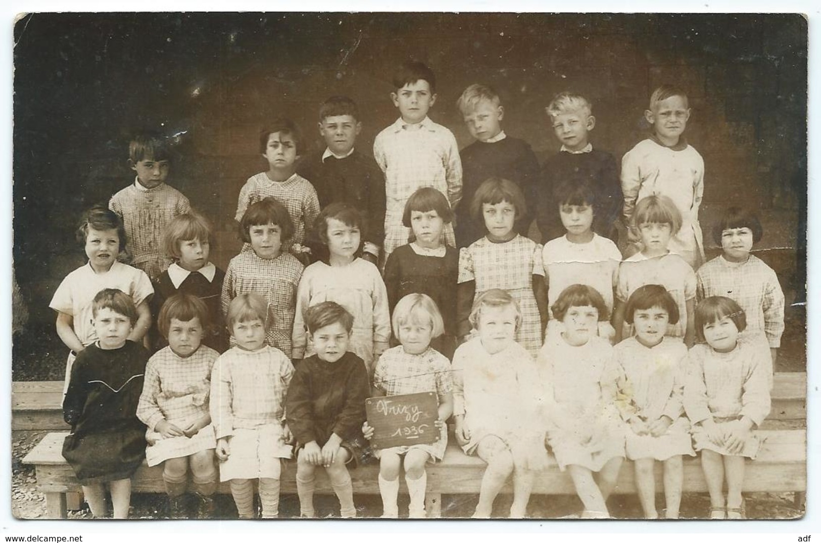 RARE CARTE PHOTO VRIZY, PHOTO DE CLASSE, ECOLE, ELEVES, 1936, PROCHE VOUZIERS, ARDENNES 08 - Autres & Non Classés