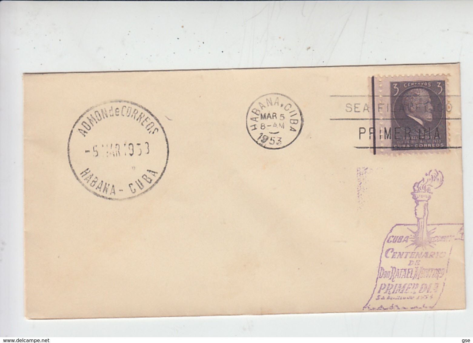 CUBA  1953 - Yvert  383 - FDC - Montero - FDC