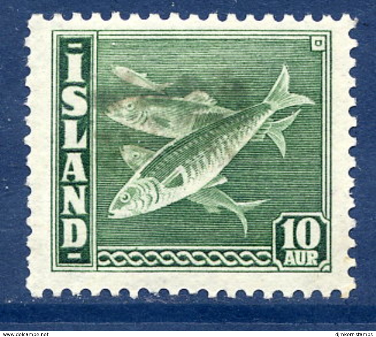 ICELAND 1940. Definitive Fish 10Aur. Perforated 14:13½ LHM / * (fault).  Michel 215 B - Unused Stamps
