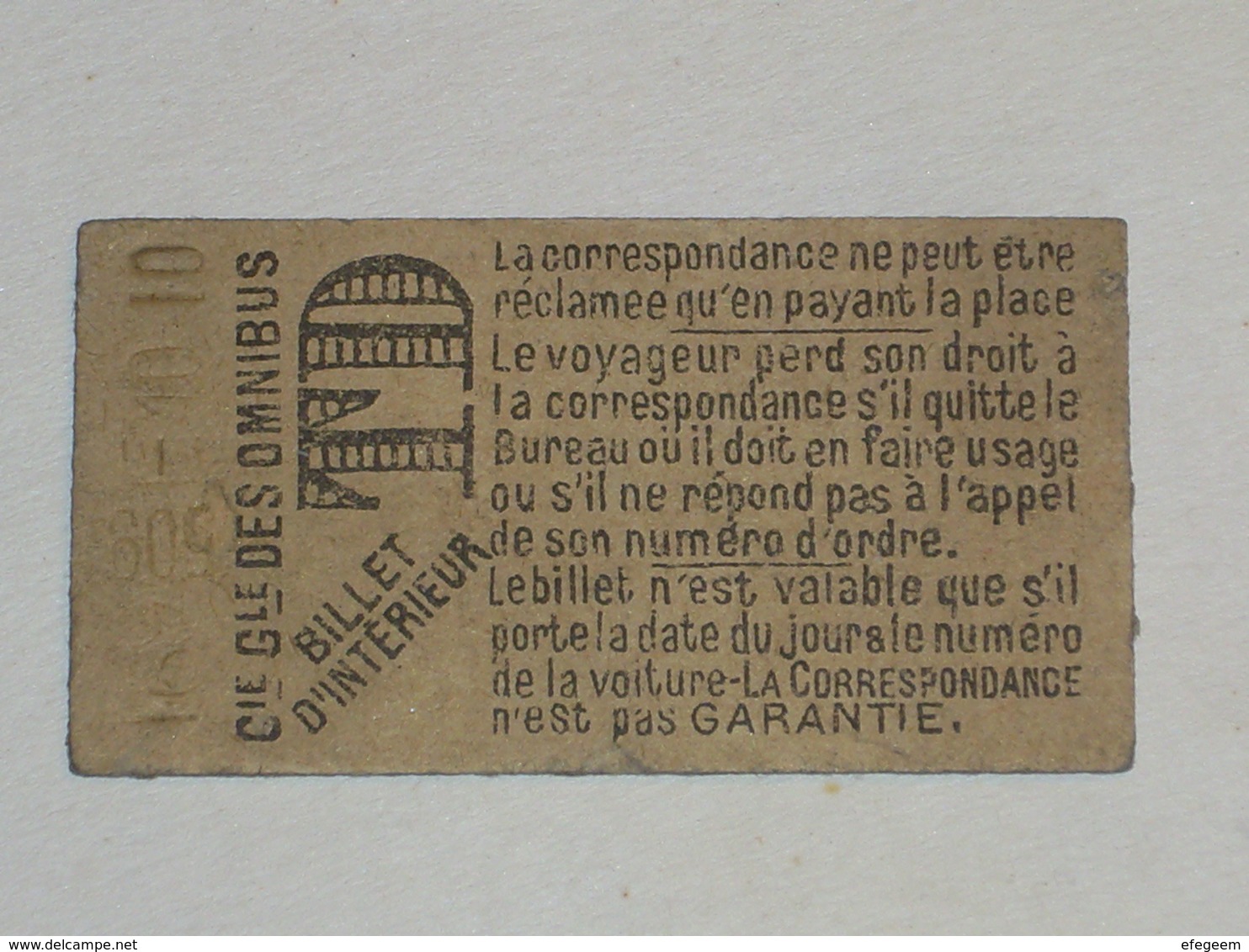 Ancien Ticket Omnibus " TD ". Compagnie Générale Des Omnibus, Ticket Metro. - Europe