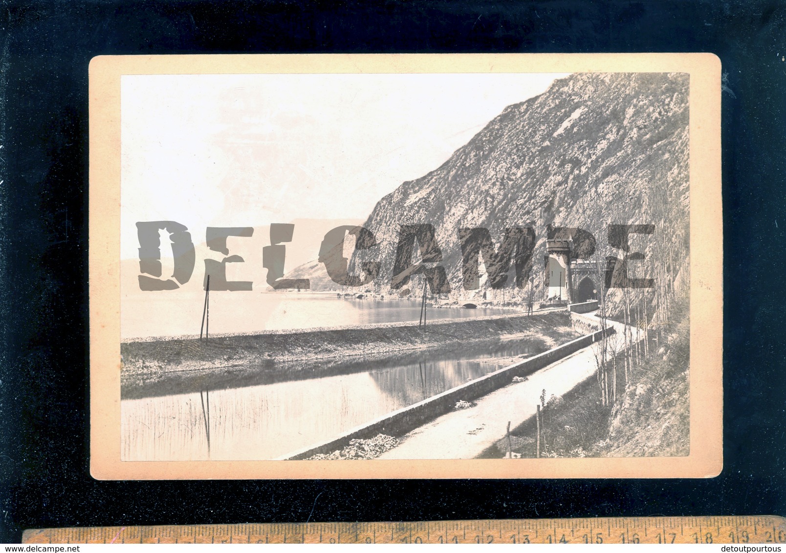 Photographie Cabinet : AIX LES BAINS Savoie Un Tunnel Sur Le Lac Bourget  Photo G BRUN C. 1880 - Lieux