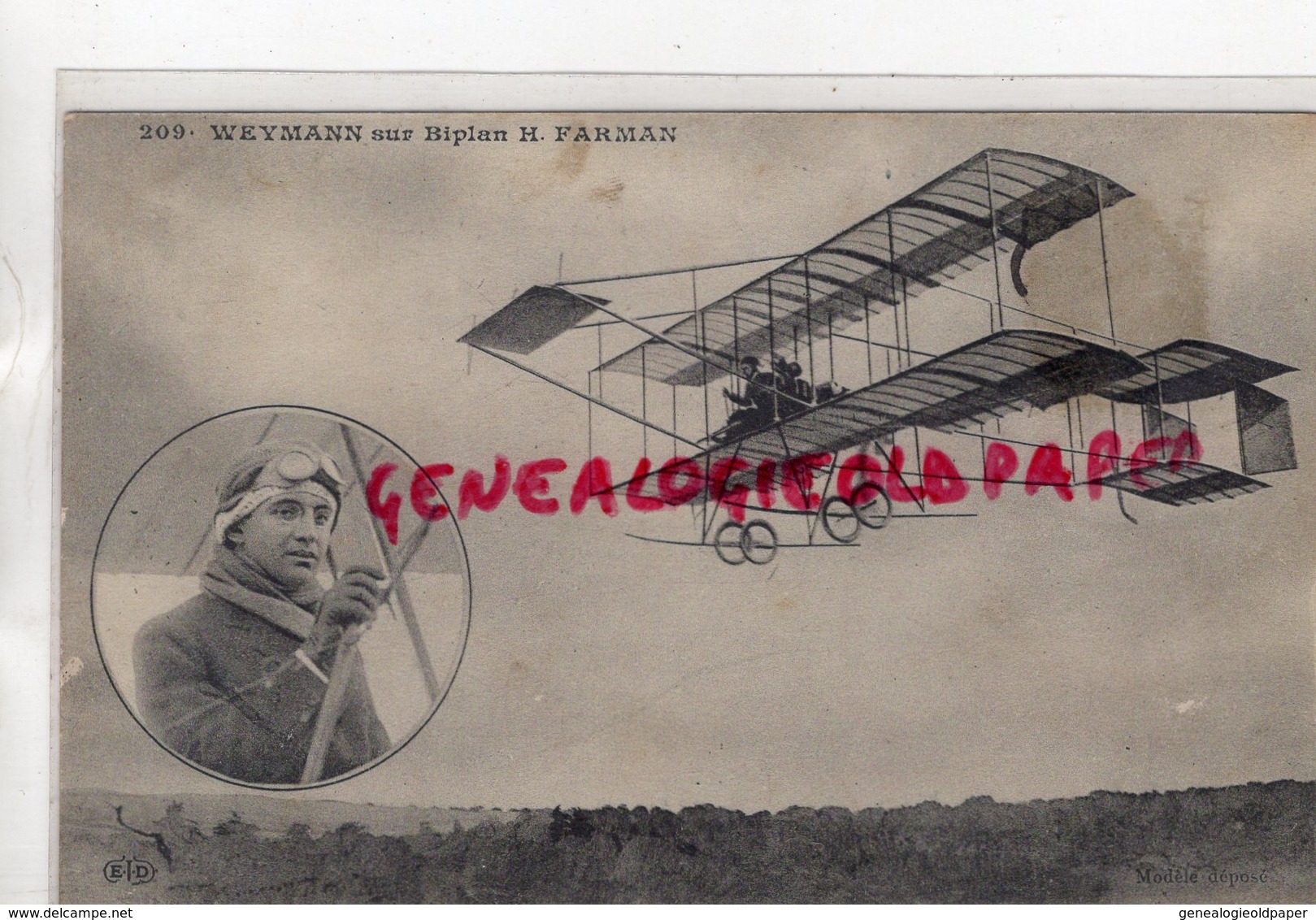 AVIATION- AVIATEUR WEYMANN SUR BIPLAN H. FARMAN - Aviateurs