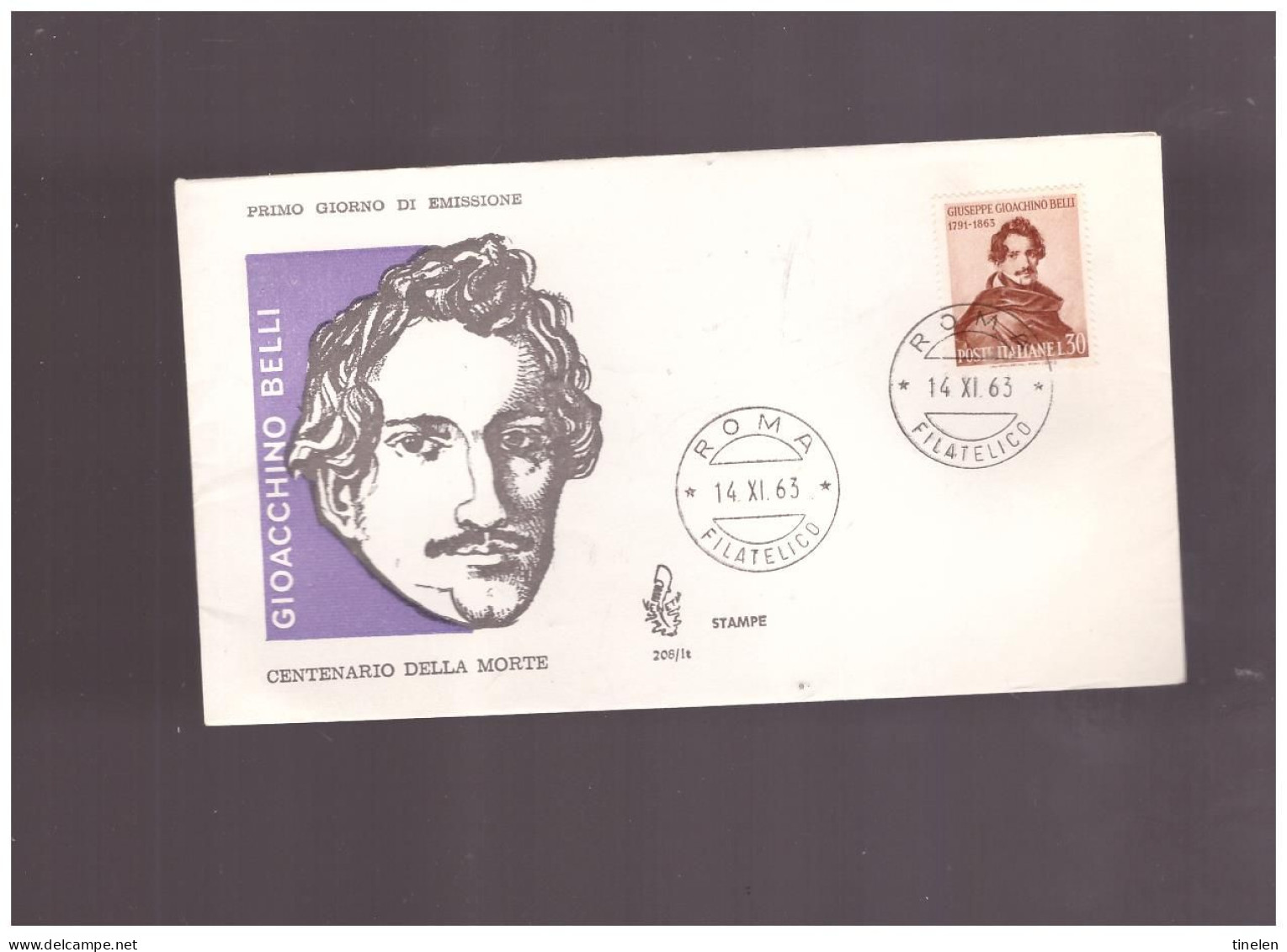 Italia -1963 Fdc 100° Morte G.G.Belli  (poeta) Ed Venetia - FDC