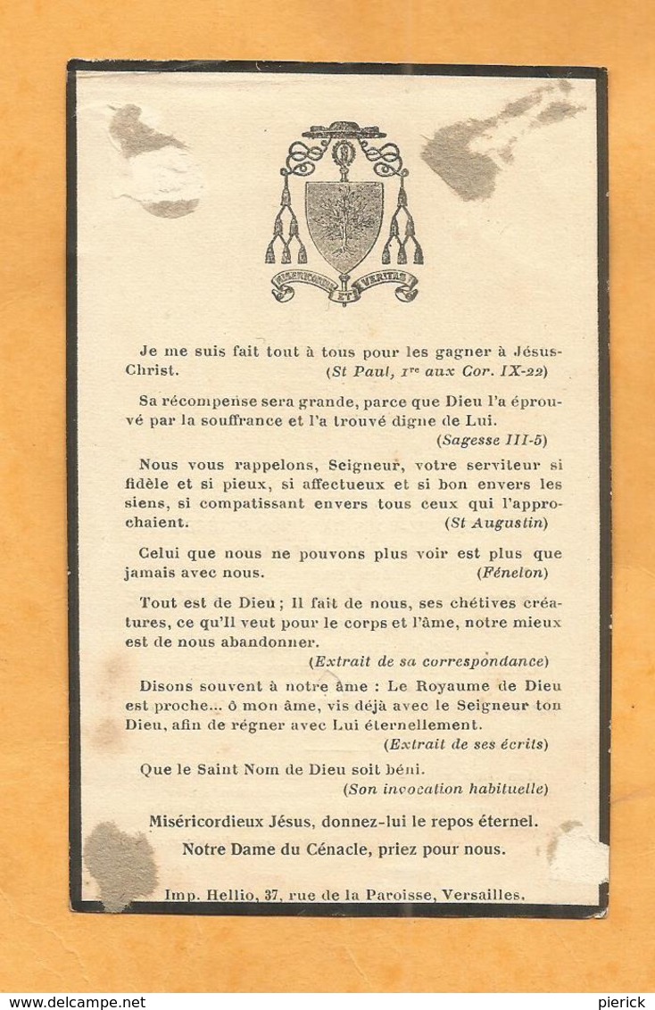 IMAGE GENEALOGIE FAIRE PART  DECES CARTE MORTUAIRE EVEQUE TURIAF  DE LA PORTE LE MANS BERISA Glogovac, KOSOVO 1858 1926 - Décès