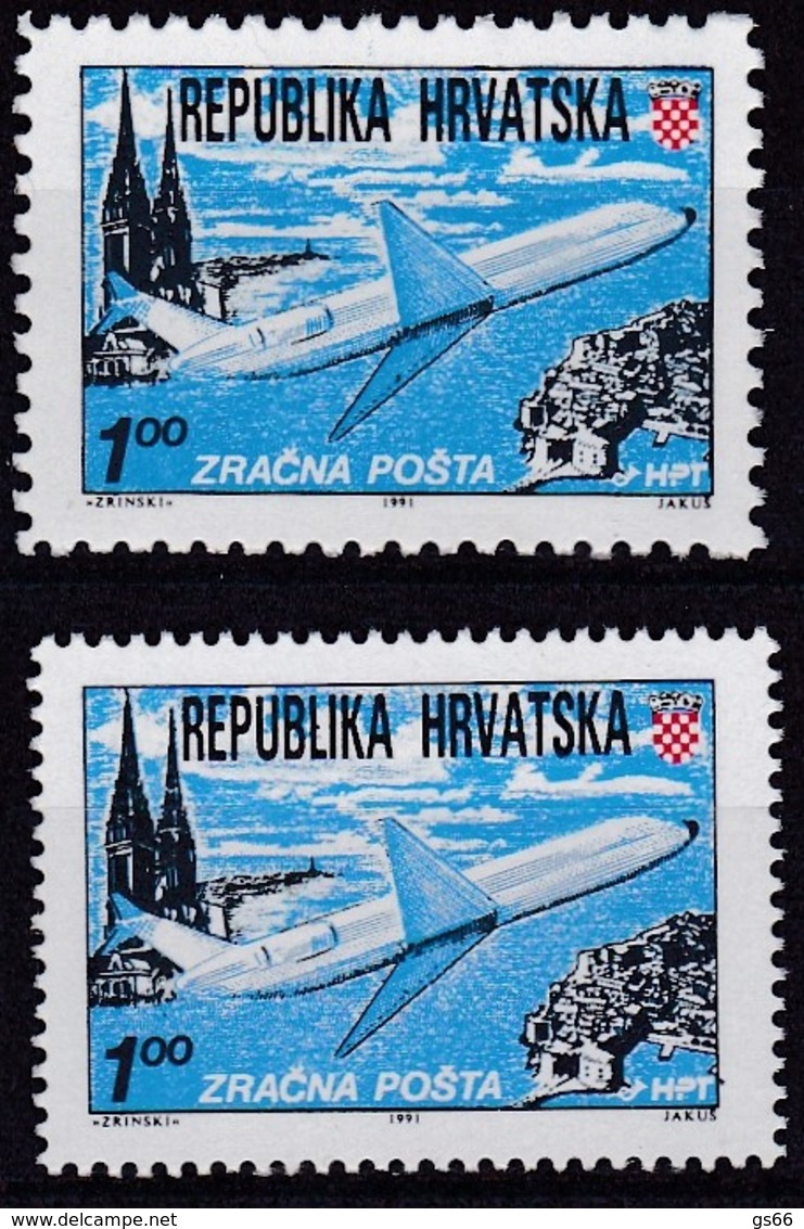 KROATIEN, 1991, 179 A + C, Flugpost Zagreb-Dubrovnik. MNH **, - Kroatien